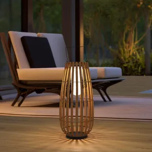 𝗠𝗢𝗗 𝗟𝗜𝗚𝗛𝗧𝗜𝗡𝗚 Beam | Floor Solar Lantern, Reliable IP65 Waterproof LED Garden Light, Solar Lights Outdoor Dimmable with Remote, Rattan Lantern Lamp for Patio (Large | 14x24 | Warm White)