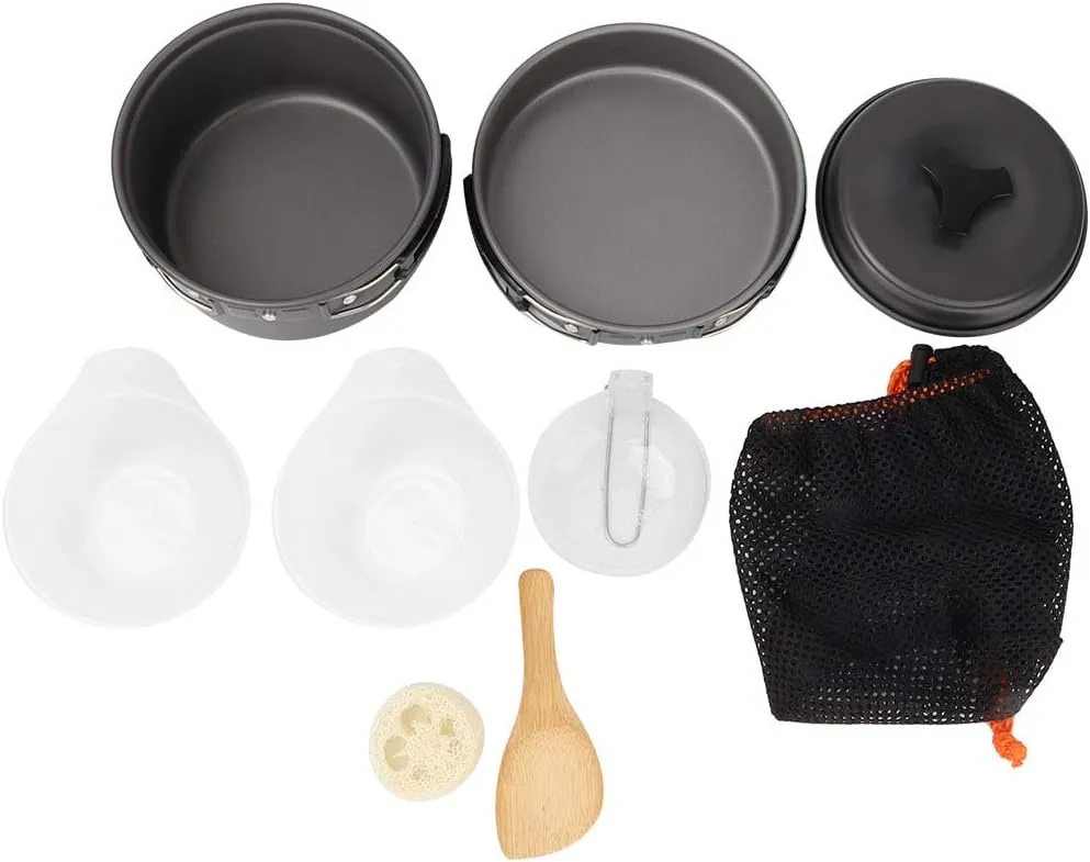 1-2 People Outdoors Portable Folding Pan Aluminum Alloy Cookware Picnic Hiking Camping Pot Camping Essentials Camping Cooking Camping Gear Must Haves