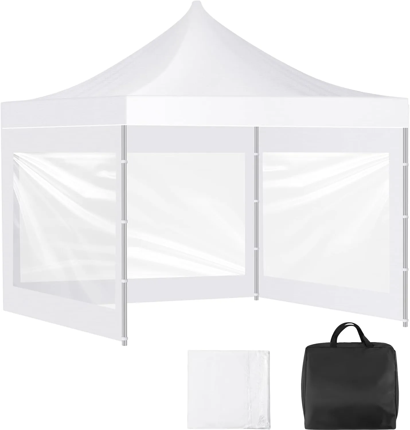 1 Pcs 86 x 120 Inch Clear Window Sidewall with Black Storage Bag Waterproof Canopy Sidewalls for 10 x 10 Inch Canopy Frame, Sun Walls Only Canopy, Tent Not Included(White)
