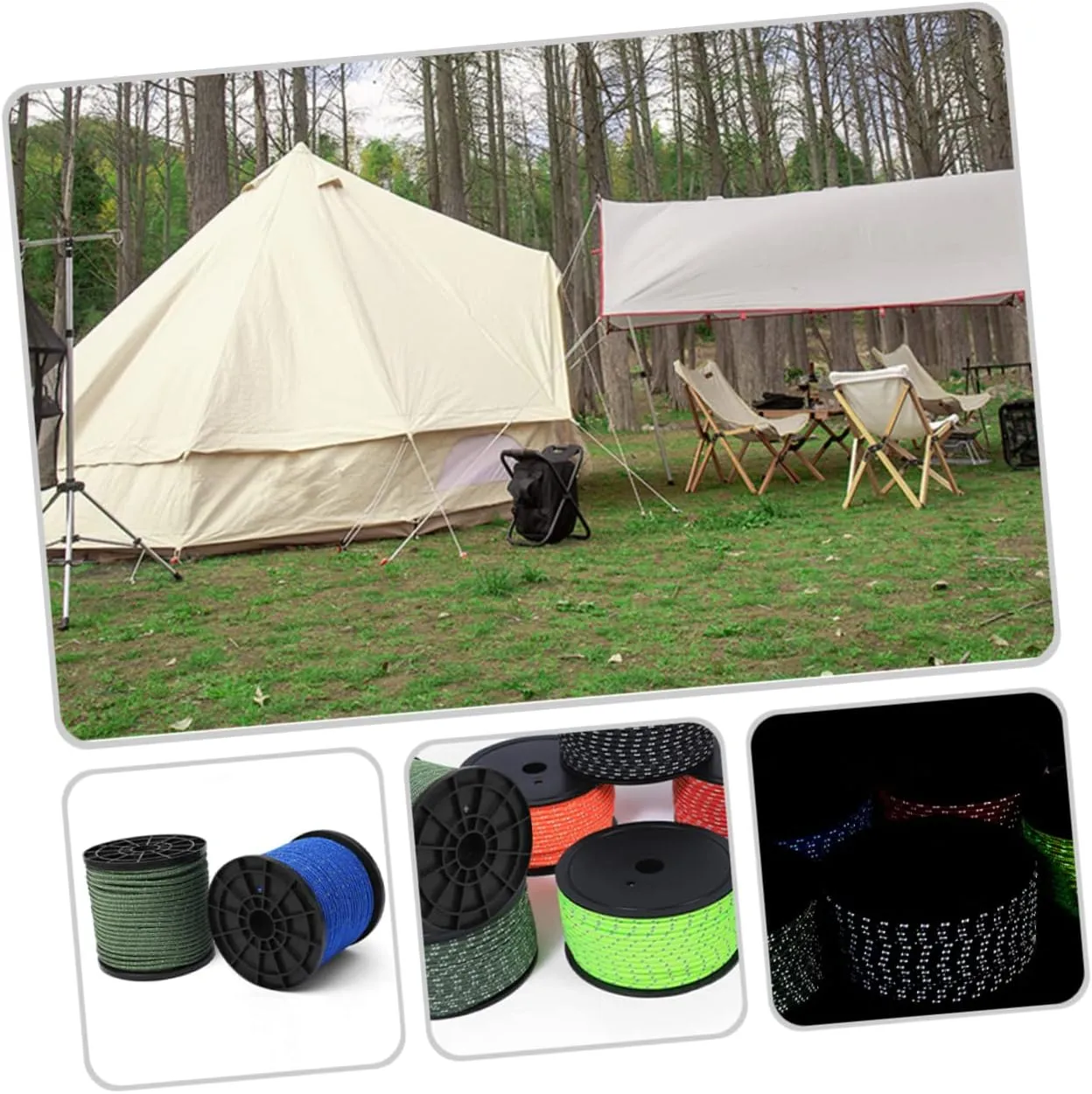 1 Roll Tent Reflective Rope Camping Canopy Tent Outdoor Supplies Rope Tent Rope Tether Awning