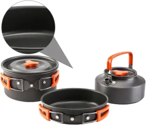 1 Set Aluminum Alloy Camping Cookware Lightweight Pot and Pan for Outdoor Cooking for Hiking Picnics and Camping Activities