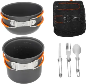 1 Set Camping Cookware Set Portable Outdoor Cooking Pot Pan Utensils for 1-2 People