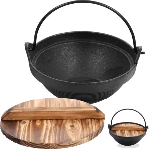 1 Set for Iron Outdoor Pan Design Cast Household Nabe Hanging Style Non- Home Sukiyaki Stick Soup Cooking Screw-Thread Cookware Camping Nabemono Noodle Roasting