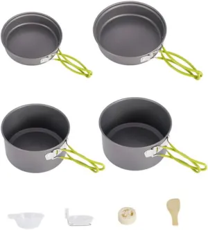 1 Set Non-Stick Cooking Pan Cookware Nonstick Cooking Utensils Camping Portable Cookware Set Hiking Cookware Camping Cookware Fishing Cookware Picnic Cookware Black