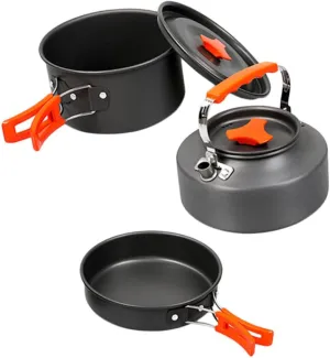 1 Set Outdoor Camping Cookware for People Portable Non Stick Cooking Pots and Pans Essential Camping Supplies for Hiking Picnics and Outdoor Cooking