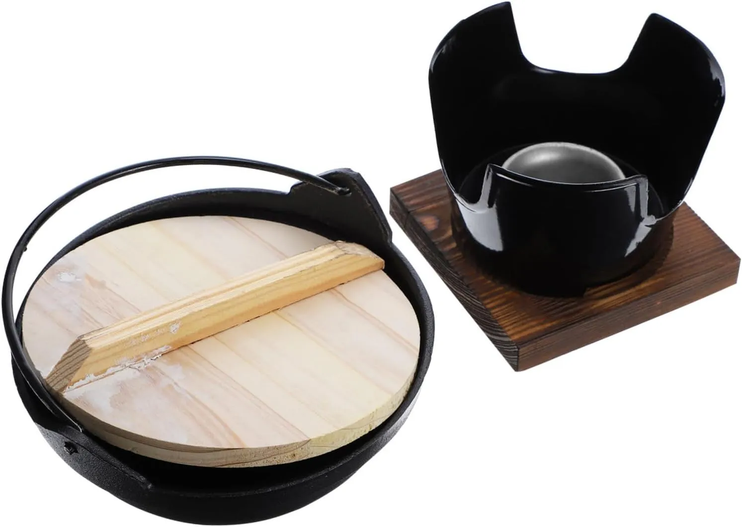 1 set Outdoor Cooking Pot Multifunctional Cast Hot Pot with Supporting Plate Non Stick High Temperature Tolerance for Camping Picnics and Family Gatherings