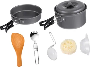 1 Set Outdoor Portable Camping Cooking Non Stick Cookware for Hiking Picnic Barbecue Lightweight and Space Saving Cooking Utensils for and Cleaning