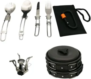 1 Set Outdoor Portable Camping Cookware Foldable Cooking Utensils for People Easy to Clean for Hiking Picnics and