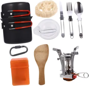 1 Set Portable Cooking Kit Multi Functional Outdoor Pot for Hiking Camping and Picnics Lightweight Durable Easy to Clean Cookware with Handle