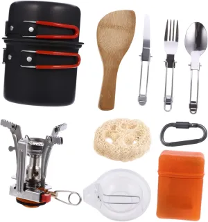 1 Set Portable Picnic Camping Cookware Ultra Lightweight Outdoor Cooking Kit with Scale Design Material for Hiking and Travel Person Use