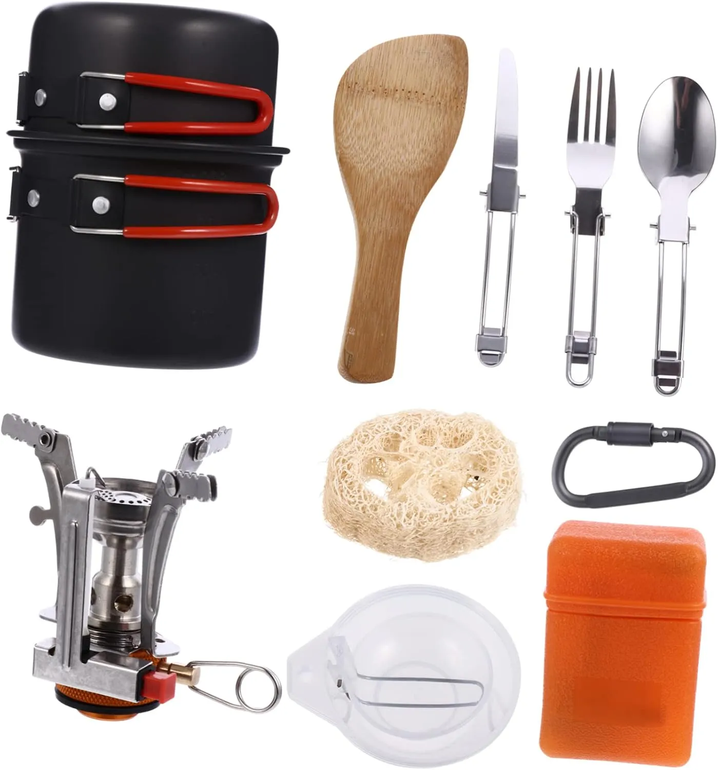 1 Set Portable Picnic Camping Cookware Ultra Lightweight Outdoor Cooking Kit with Scale Design Material for Hiking and Travel Person Use