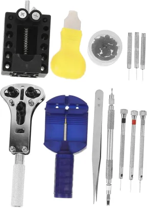 1 Set Watch Repair Tool Set Watch Link Removal Kit Strap Repair Kit Watch Back Removal Tool Watch Battery Replacement Remover Tool Watch Strap Link Remover Kit Plastic