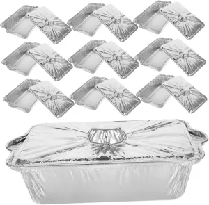 10 Pack 2.5l Aluminum Foil Pans Lids Large Capacity Disposable Cooking Pots for Air Fryer Oven Bbq