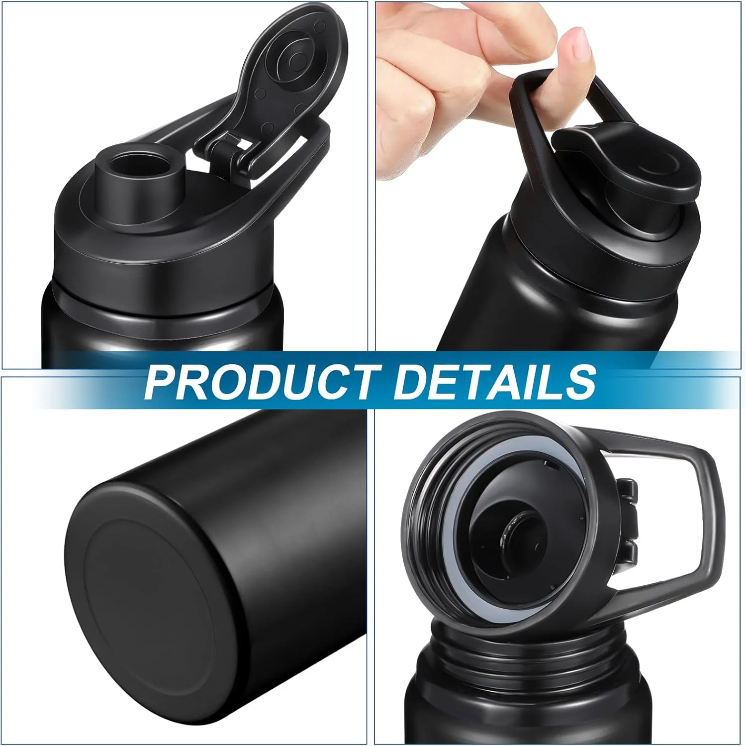 10 Pieces 13.5oz Reusable Aluminum Water Bottles Bulk Multicolor Outdoor Sports Water Bottles for Travel, Gym, Hiking, Cycling, Camping, Fishing, Snap Lid (Black)