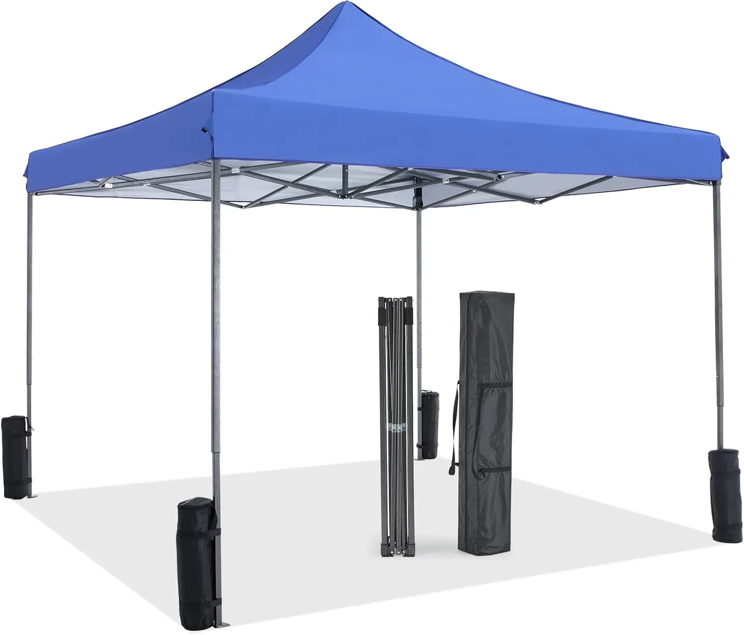 10 x 10ft Pop Up Canopy Tent Easy Setup Outdoor Shade Instant Portable Sun Shelter Canopy Tent for Parties Camping Beach,Blue