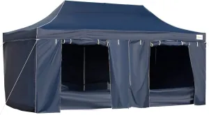 10' x 20' Pop Up Canopy Tent with Sidewalls Doors, Instant Tents for Parties with Wheeled Carry Bag, Height Adjustable, for Outdoor, Garden, Patio, Blue