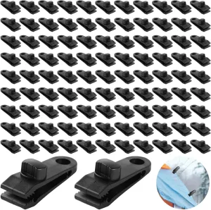 100 PCS Tarp Clips Heavy Duty Lock Grips, Thumb Screw Tent Clip, Windproof Awning Secure Clamp, Outdoor Tarp Clamps Fasteners for Camping Canopies, Tents, Swimming Pool Covers, Car Covers (100)