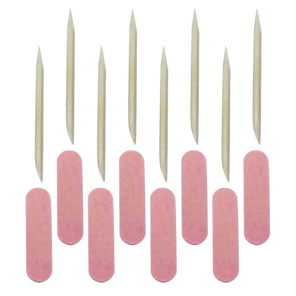 100 Sets Manicure Tools Set Nail File Boards Nail Tool Disposable Cuticle Stick Mini Nail Files and Orange Sticks Manicure File Rough Care Shaping File Wooden
