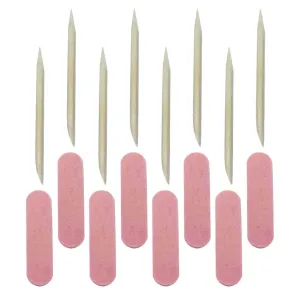 100 Sets Manicure Tools Set Nail File Boards Nail Tool Disposable Cuticle Stick Mini Nail Files and Orange Sticks Manicure File Rough Care Shaping File Wooden
