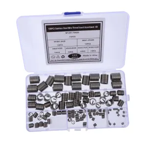 105pcs Stainless Steel Thread Sleeve Threading Insert Helicoil Repairing Tool Silver Stainless Steel Thread Insert