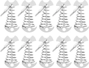 10Pcs Deck Planks Board Tent Stakes Windproof Spring Anchors Fishbone Deck Anchors Peg Fishbone Guyline Cord Adjuster