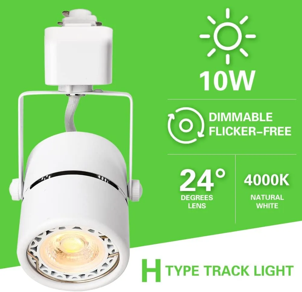 10W H Track Lighting Heads,Dimmable LED Track Light Heads for Accent Retail Artwork,4000K Netural White, Linear Track Light H Type - 120V 24°Angle Halo Type 16Pack (White)