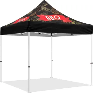 10x10 BBQ Themed Pop Up Canopy Tent, ABLEM8CANOPY Heavy Duty Canopy for Outdoor Barbecue and Grill Catering, Portable Market Event Canopy Tent with Stake Kit and Wheeled Travel Bag