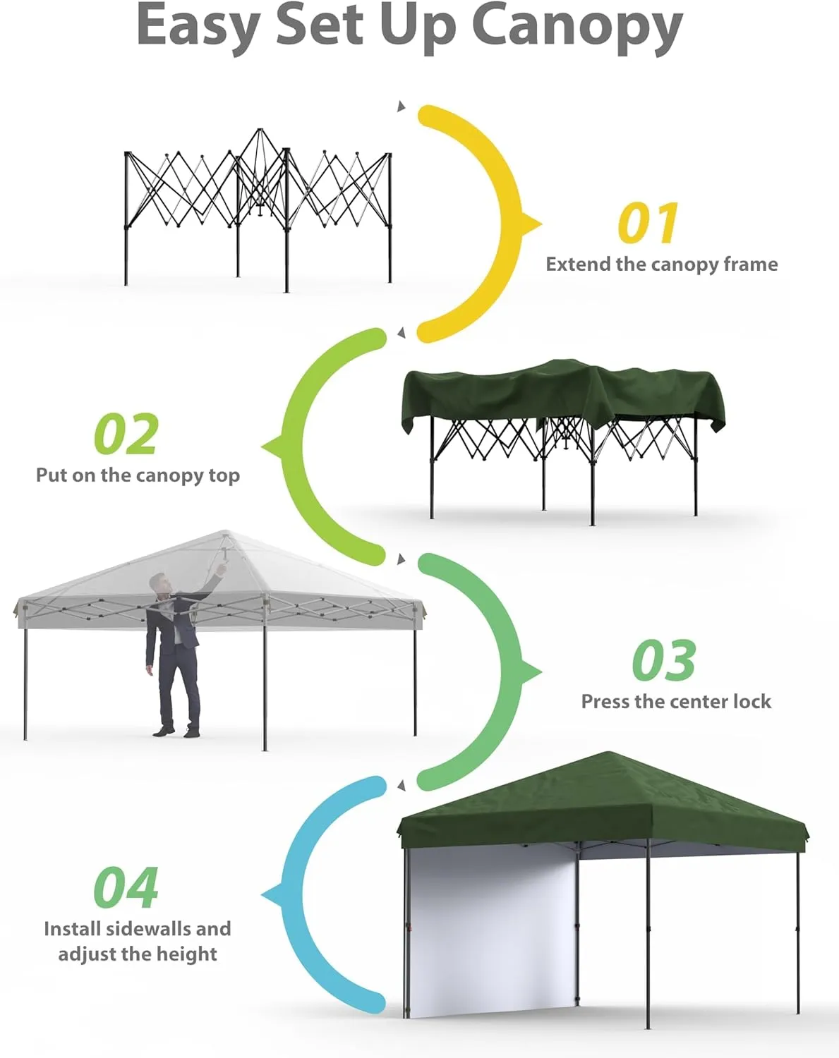 10x10 FT Pop Up Canopy Instant Tent with Reinforced Steel Frame & 210D Silver-Coated Oxford Fabric, Heavy-Duty Portable Gazebo with Wheeled Carry Bag for Beach, Camping, Outdoor Events