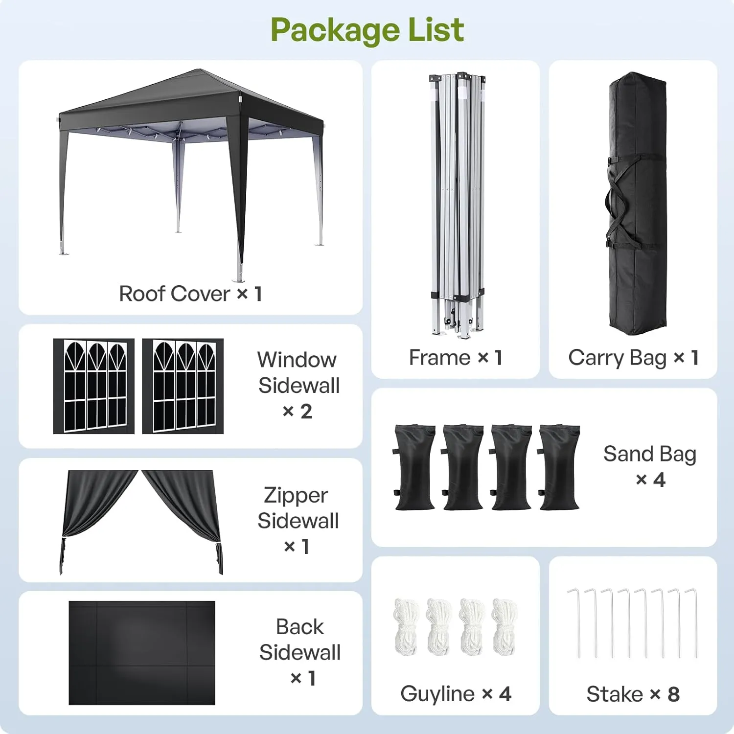 10x10 Pop Up Canopy with Sidewalls, Outdoor Instant Canopy Tent with Carry Bag for Commercial Events, Camping, Backyard Parties - Black