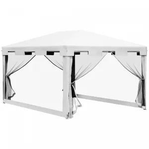 10x13ft Party Tent Wedding Gazebo Outdoor Waterproof Pe Canopy Shade|Outsunny Tente De Reception Mariage Gazebo Exterieur Impermeable A L'eau