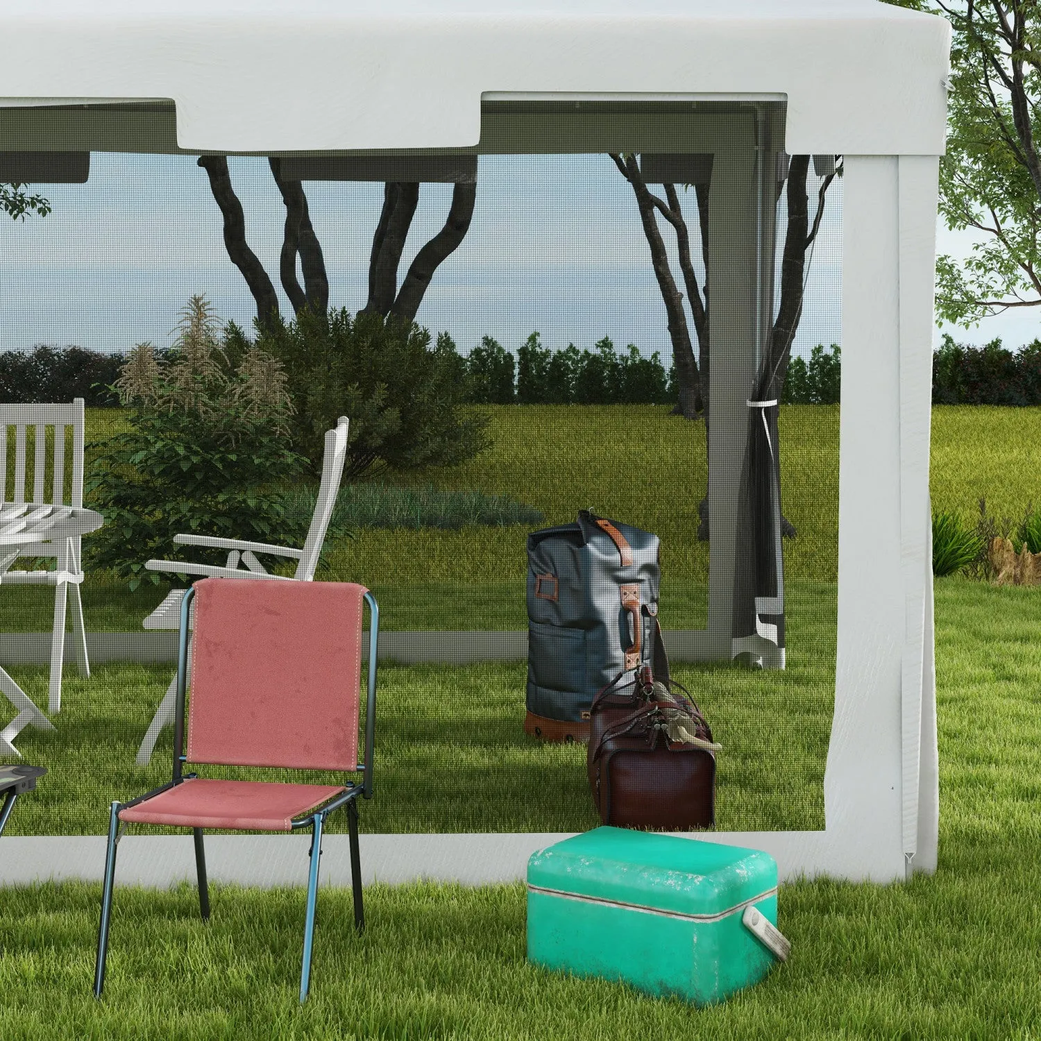 10x13ft Party Tent Wedding Gazebo Outdoor Waterproof Pe Canopy Shade|Outsunny Tente De Reception Mariage Gazebo Exterieur Impermeable A L'eau