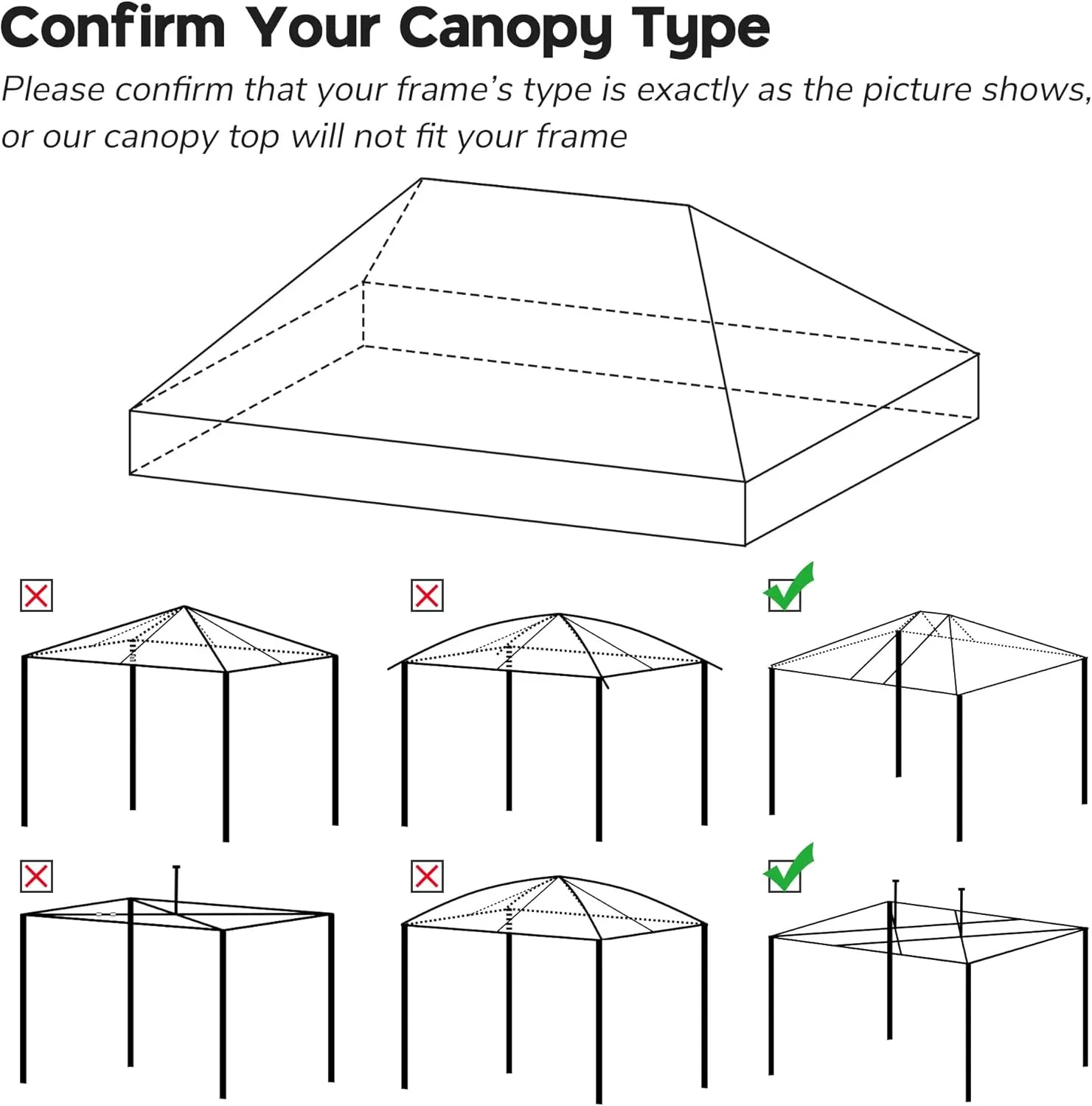 10x20Ft Canopy Top Replacement Fit for 9.6 * 19.1Ft Canopy Tent Top Cover UV Protection for Patio Outdoor Yard Home Camping Party 20x10Ft Black