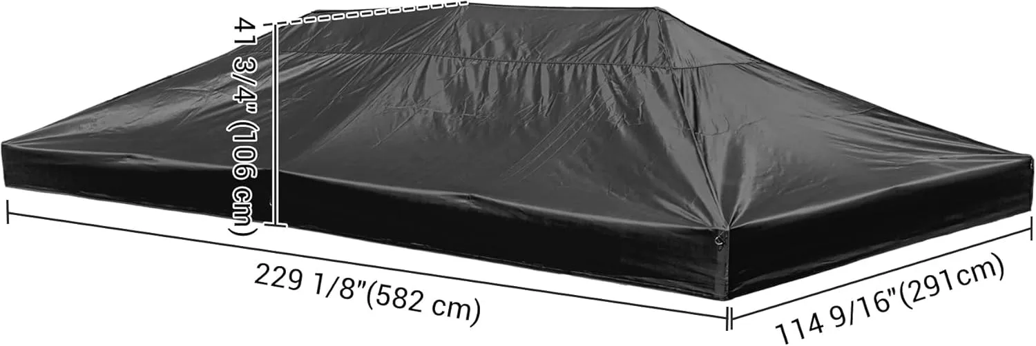 10x20Ft Canopy Top Replacement Fit for 9.6 * 19.1Ft Canopy Tent Top Cover UV Protection for Patio Outdoor Yard Home Camping Party 20x10Ft Black