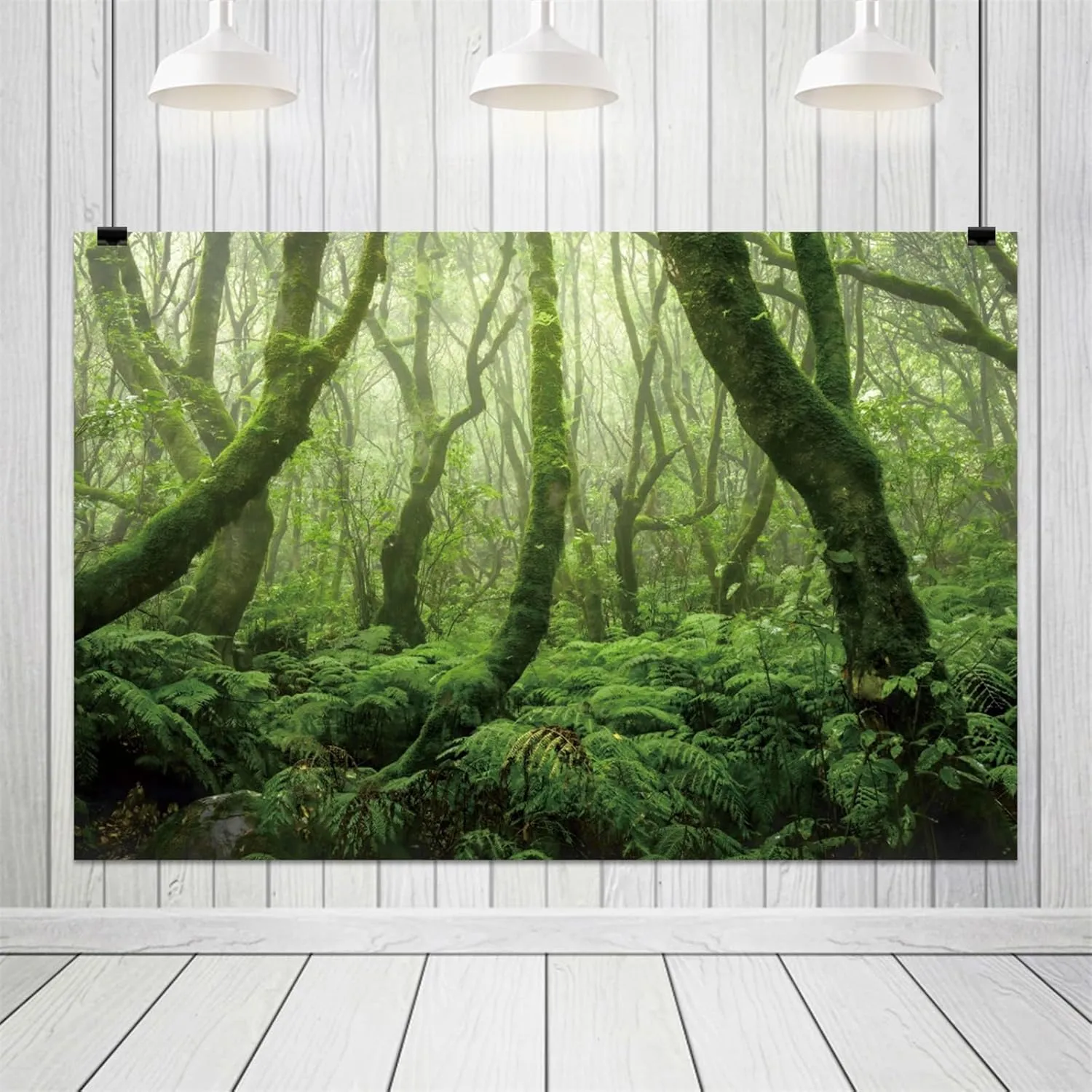 10x6ft Jungle Forest Backdrop Tropical Rainforest Natural Scenery Evergreen Leaves Trees Background for Party Picnic Camping Adventure Wedding Photo Studio