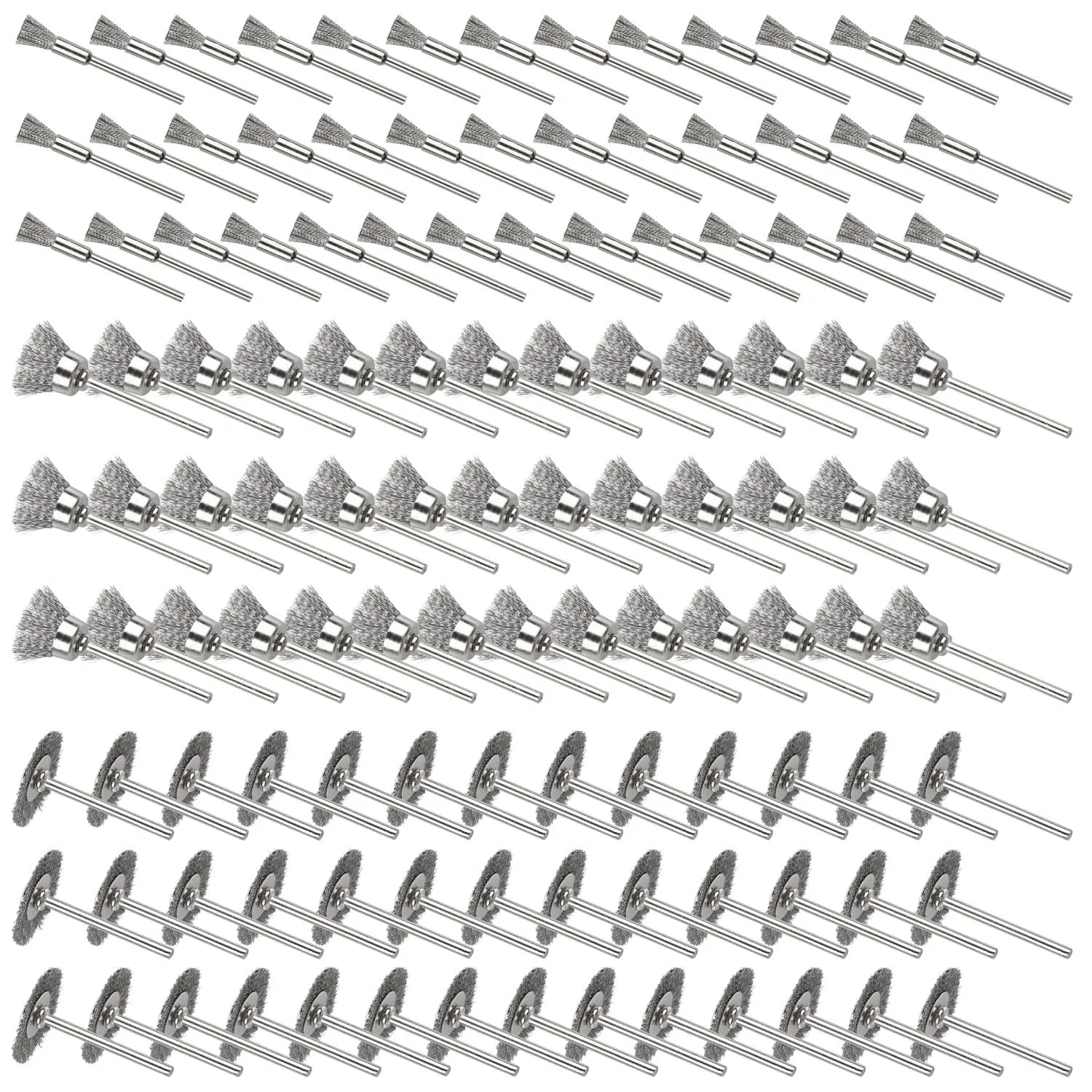120 Pcs Rotary Tool Wire Brush, Steel Wire Wheels Pen Brushes Set Kit Accessories for Rotary Tool-1/8(3mm) Shank