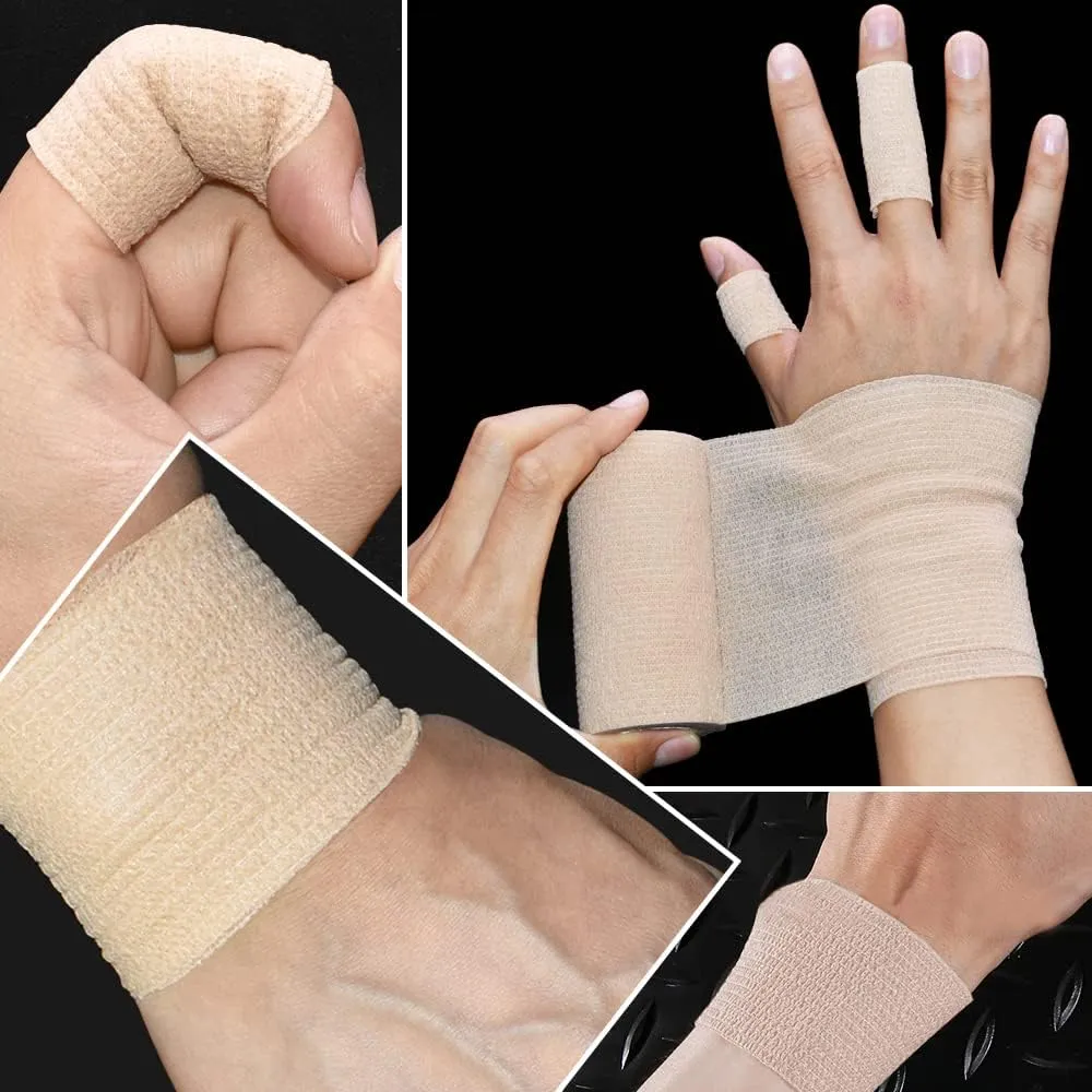 12/24/48pcs Self Adhesive Bandage Wraps, 1/2/3/4in 5 Yards, Multicolor/Skin Color, for Sports, Wrist, Ankle, Swelling and Vet Wrap