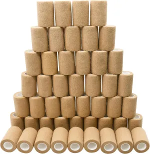 12/24/48pcs Self Adhesive Bandage Wraps, 1/2/3/4in 5 Yards, Multicolor/Skin Color, for Sports, Wrist, Ankle, Swelling and Vet Wrap