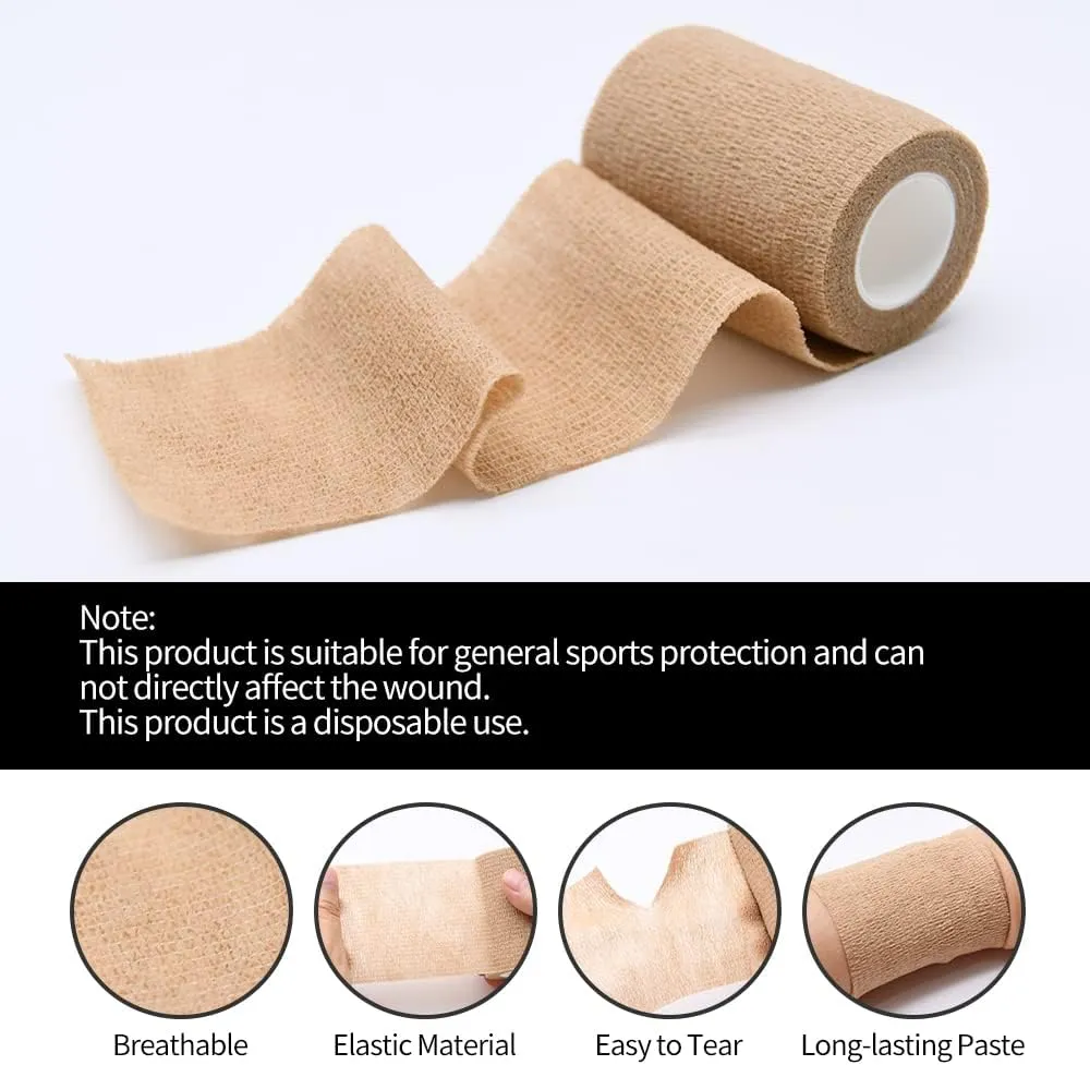 12/24/48pcs Self Adhesive Bandage Wraps, 1/2/3/4in 5 Yards, Multicolor/Skin Color, for Sports, Wrist, Ankle, Swelling and Vet Wrap