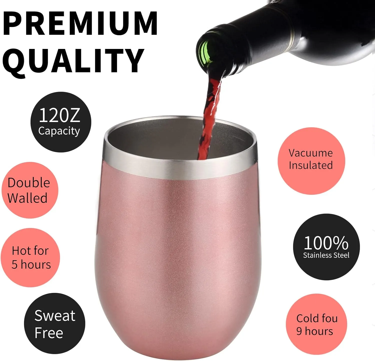 12oz/4 Pack Wine Tumbler Glasses with Lid Stemless Double Wall Vacuum Stainless Steel Travel Tumbler Keeping Cold & Hot for Wine,Coffee,Cocktails,Christmas Drinks-Family and Gifts(Multi color-bright)
