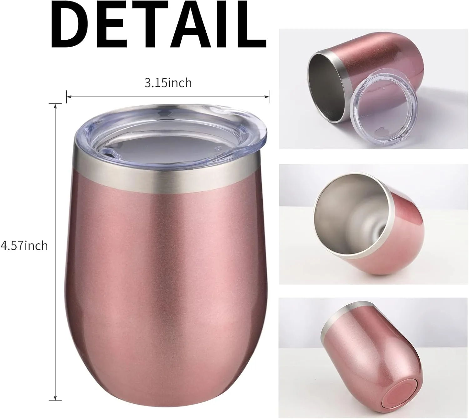 12oz/4 Pack Wine Tumbler Glasses with Lid Stemless Double Wall Vacuum Stainless Steel Travel Tumbler Keeping Cold & Hot for Wine,Coffee,Cocktails,Christmas Drinks-Family and Gifts(Multi color-bright)