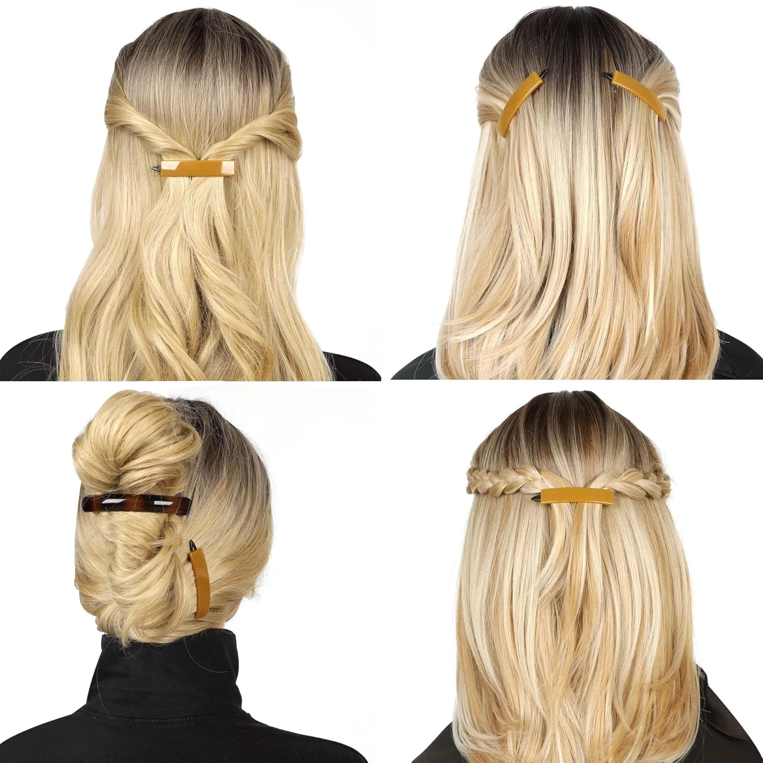 12pcs Hair Barrettes Set for Women and Girls, Hair Clips for Thick Thin Fine Hair, Non-metal Hair Accessories, Non-Slip Grip Handmade Snap Hairpin, BPA Free