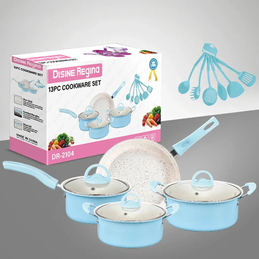 13-Piece Non-Stick Pots and Pans Set Kitchen Utensils - Durable and Easy-Clean Cookware for Effortless Cooking