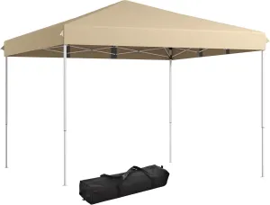 13' x 13' Pop Up Canopy Tent, Instant Sun Shade, Height Adjustable, Wheeled Carry Bag for Outdoor Events, Beige
