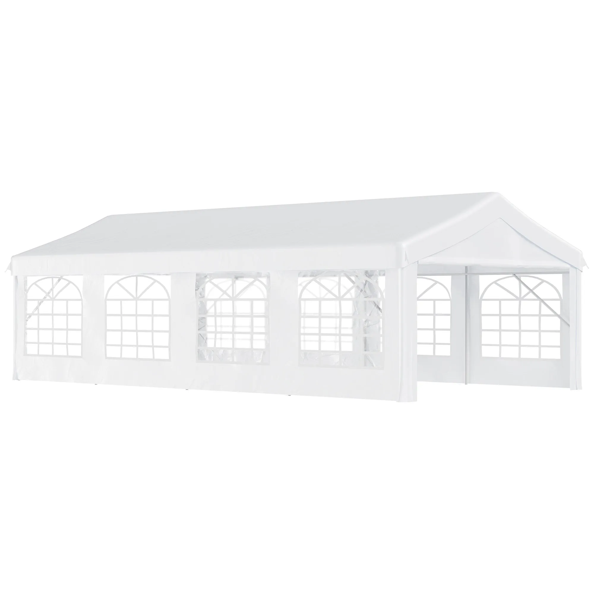13' x 26' Heavy-duty Outdoor Carport  Party Event Tent Patio Gazebo Canopy with 4 Sidewalls, White