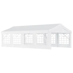 13' x 26' Heavy-duty Outdoor Carport  Party Event Tent Patio Gazebo Canopy with 4 Sidewalls, White