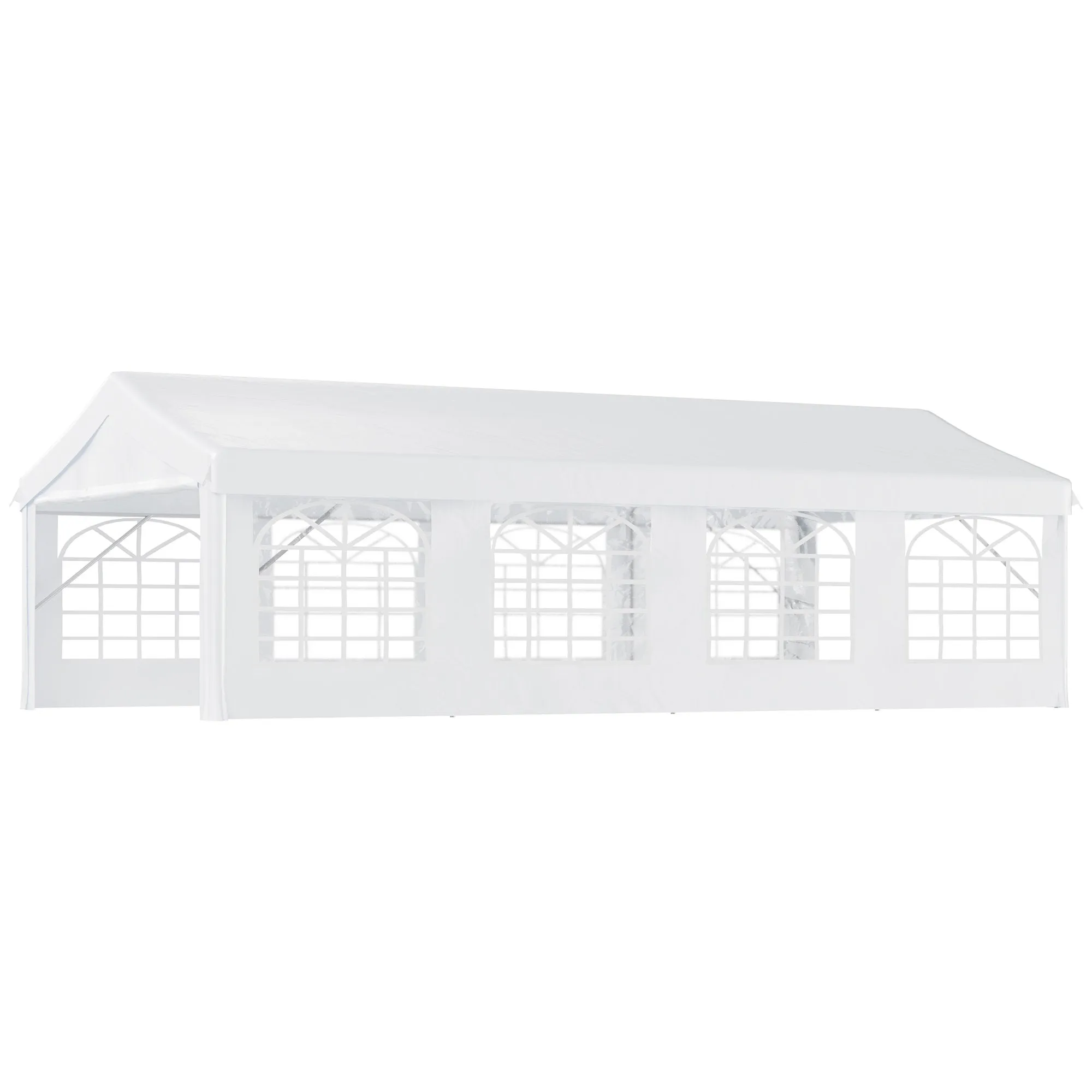 13' x 26' Heavy-duty Outdoor Carport  Party Event Tent Patio Gazebo Canopy with 4 Sidewalls, White
