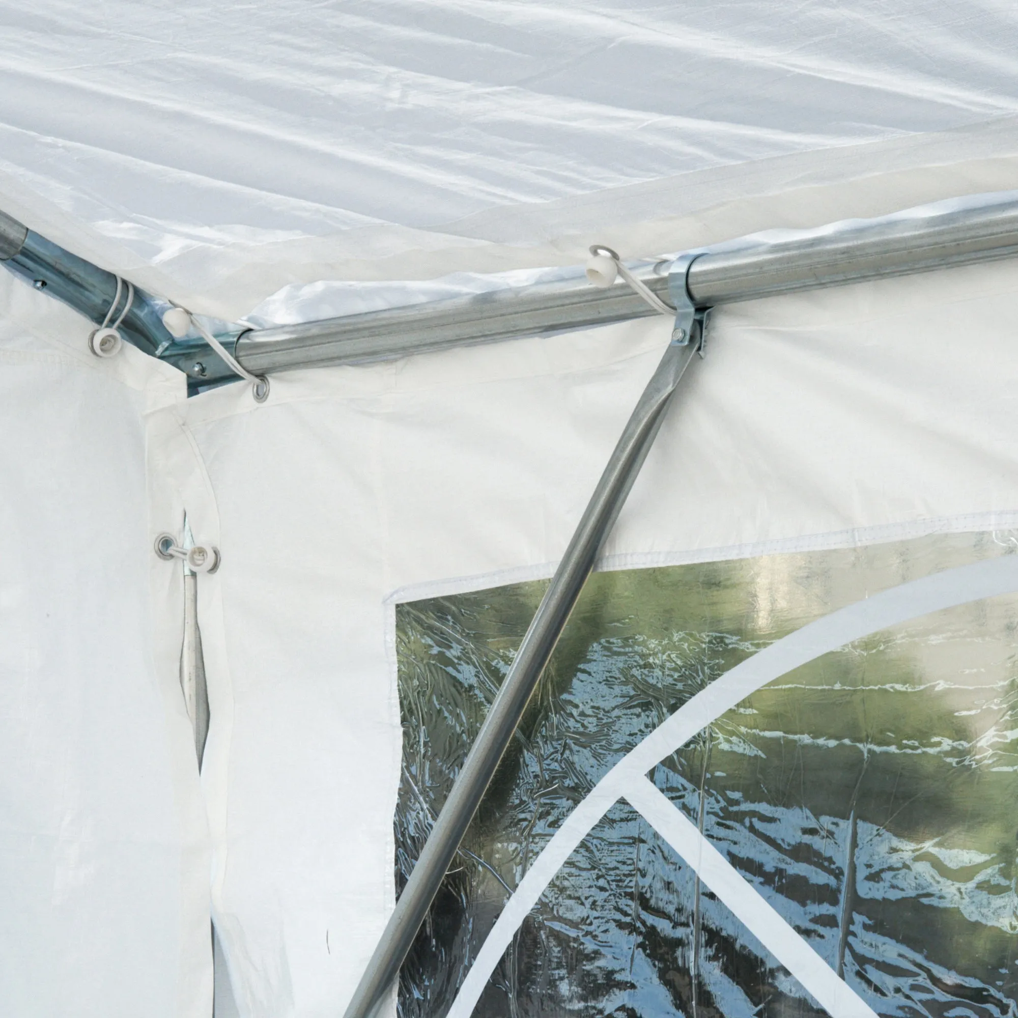 13' x 26' Heavy-duty Outdoor Carport  Party Event Tent Patio Gazebo Canopy with 4 Sidewalls, White
