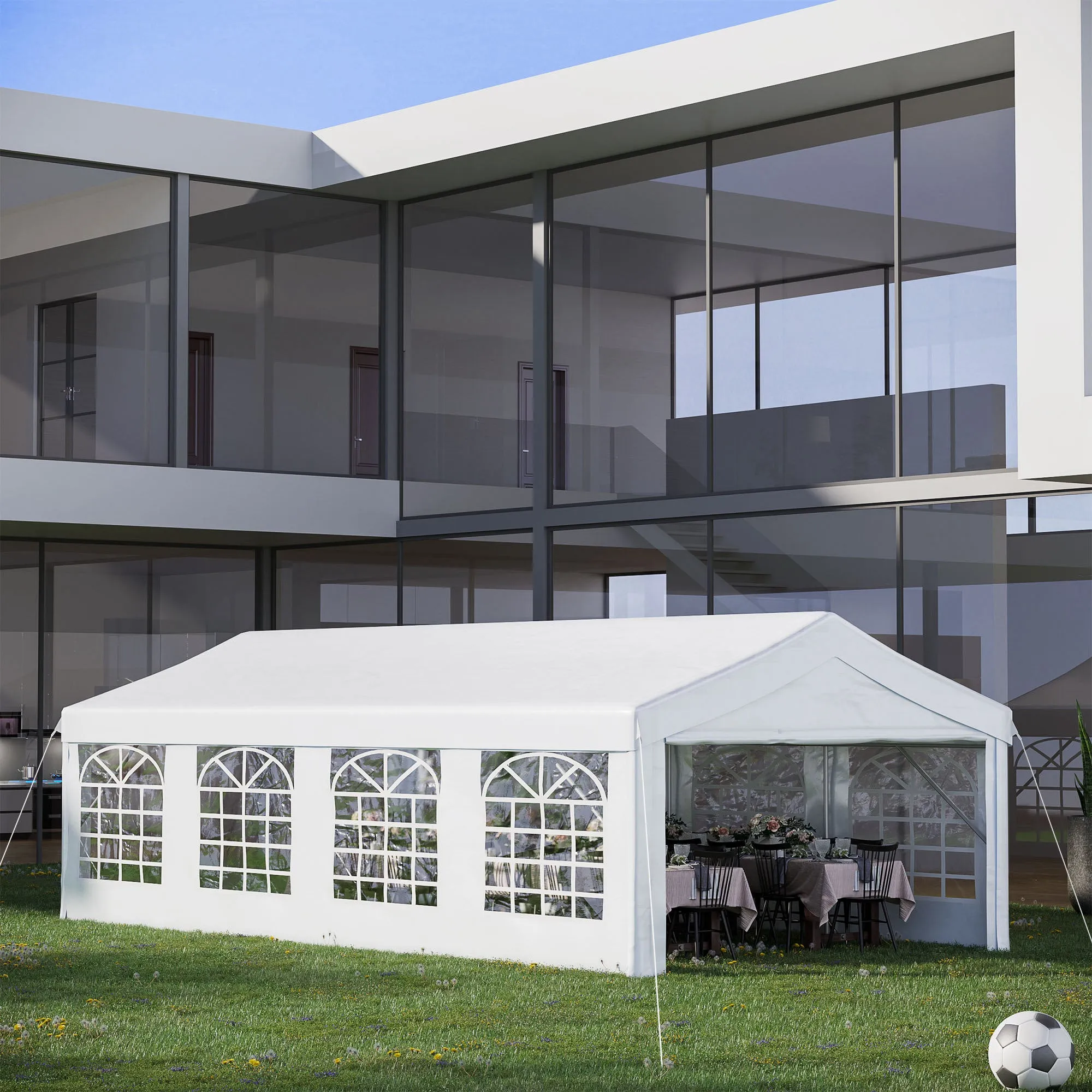 13' x 26' Heavy-duty Outdoor Carport  Party Event Tent Patio Gazebo Canopy with 4 Sidewalls, White