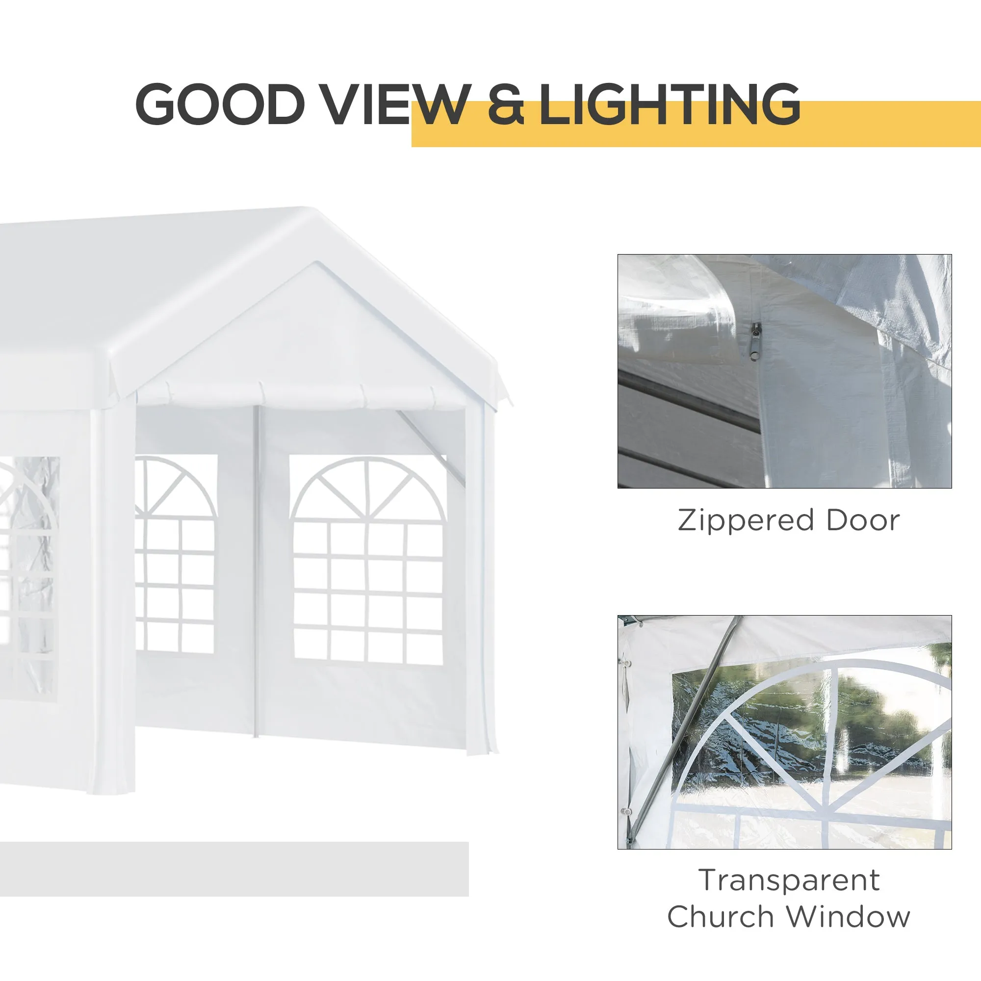 13' x 26' Heavy-duty Outdoor Carport  Party Event Tent Patio Gazebo Canopy with 4 Sidewalls, White