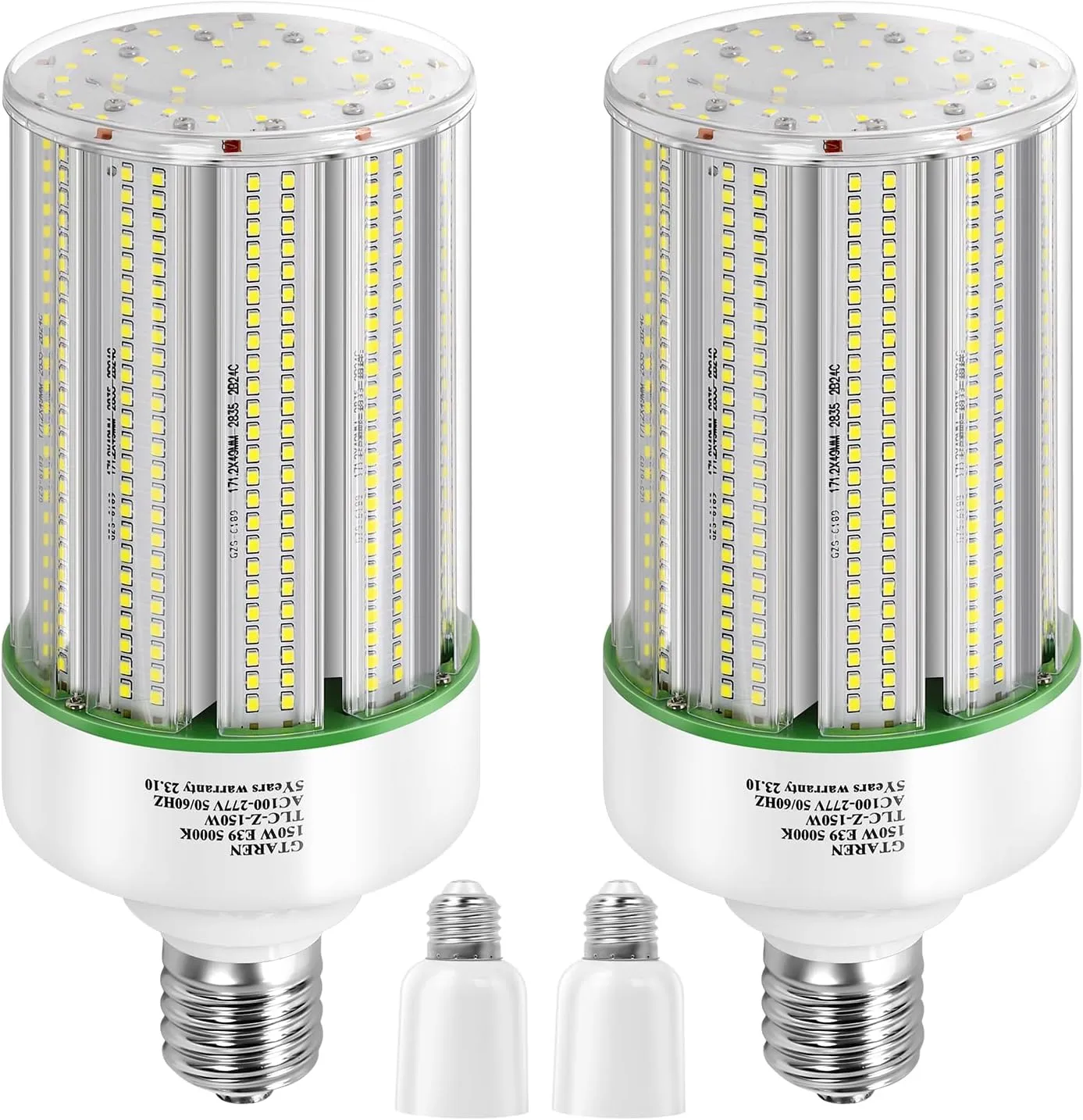 150W LED Corn Cob Light Bulb 2Pack,Equivalent 600W Metal Halide HPS HID CFL,5000K Daylight,E39 Mogul Base LED Retrofit Bulb,for Commercial Industrial Lighting Gyms Workshop Bay Light Fixture